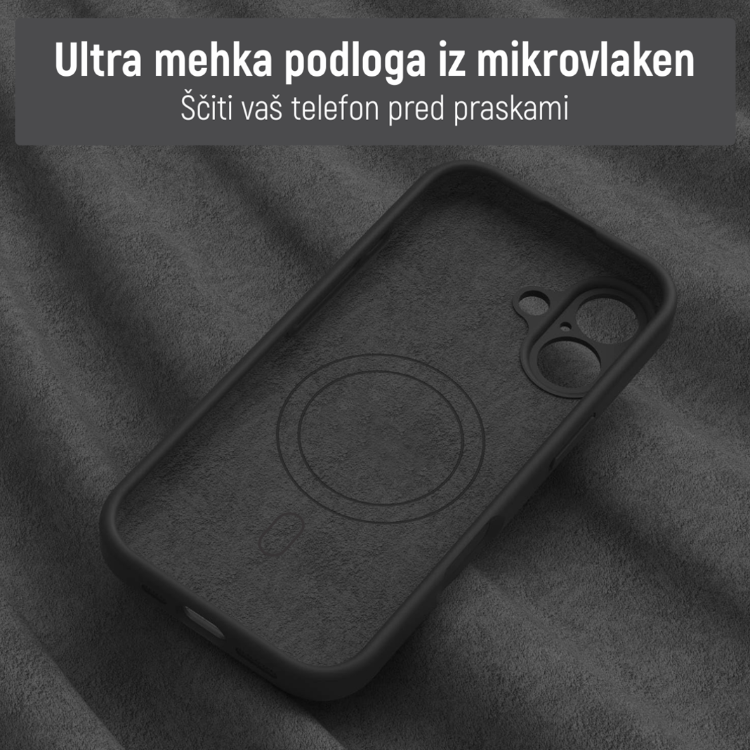 Notranjost ovitka N‑Soft Magnetic z mehko podlogo iz mikrovlaken za zaščito telefona pred praskami.
