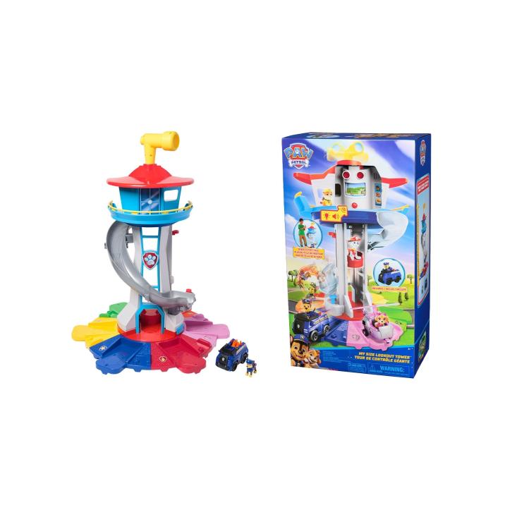 Igralni set Tačke na patrulji My Size Lookout Tower z velikim stolpom, vozilom Chase in figurico, za otroke 3+.