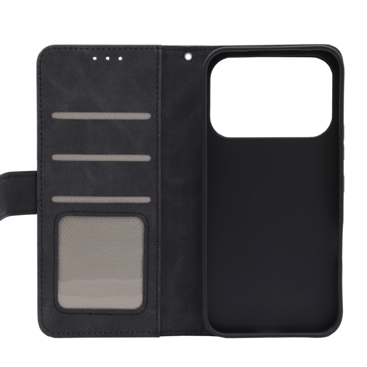 Črna preklopna torbica za Honor 600 Pro z magnetnim zapiranjem, notranjim TPU ohišjem, režami za kartice in funkcijo stojala nudi celovito zaščito in praktično uporabo.