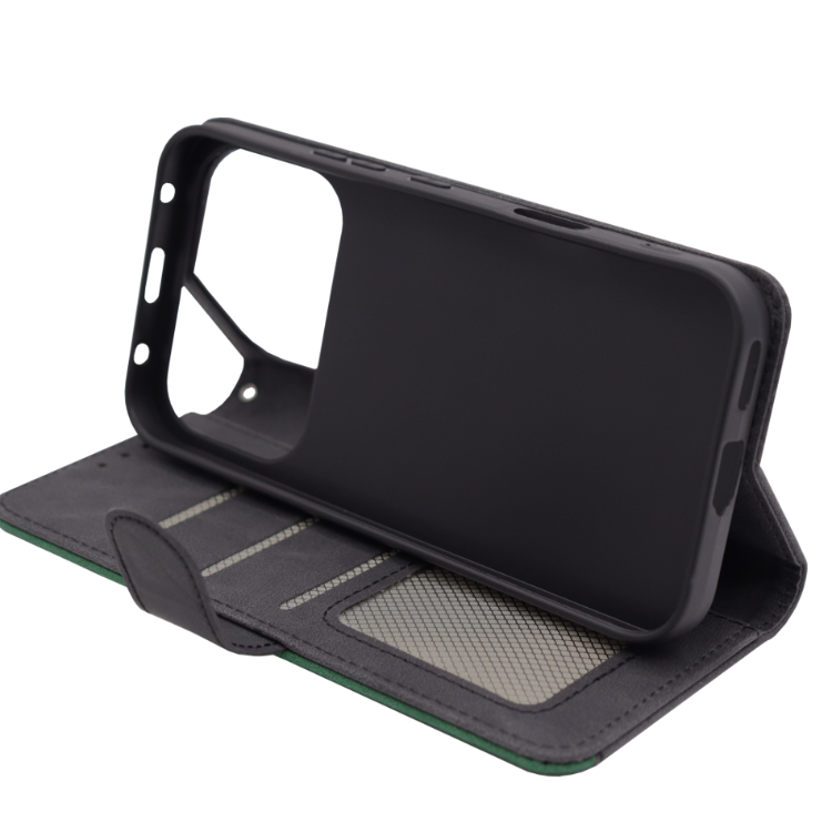 Črna preklopna torbica za Honor 600 Pro z magnetnim zapiranjem, notranjim TPU ohišjem, režami za kartice in funkcijo stojala nudi celovito zaščito in praktično uporabo.