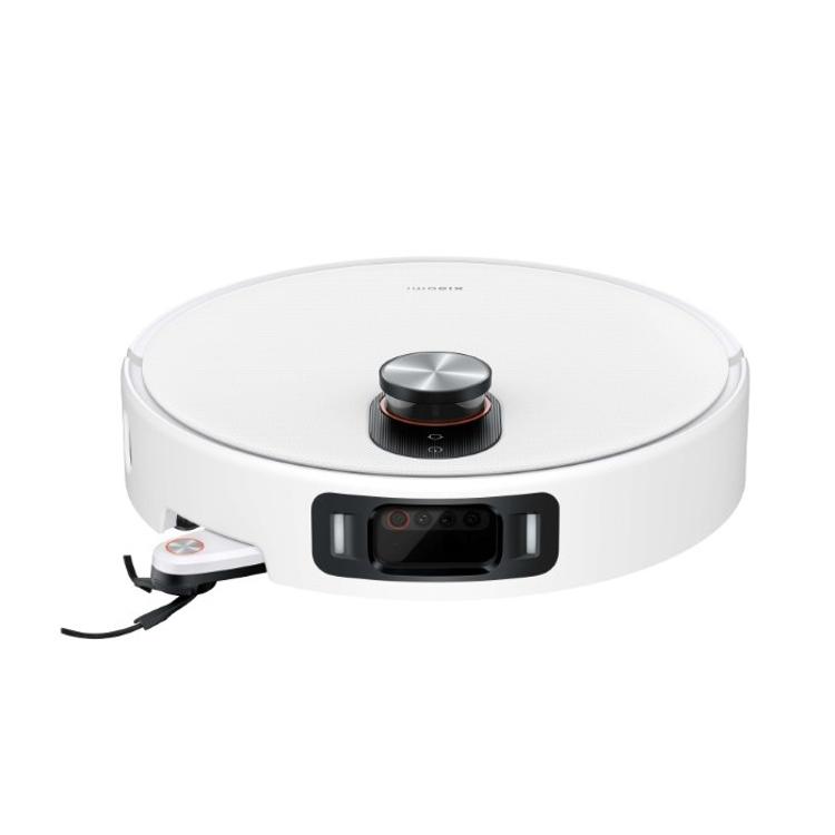 Xiaomi robotski sesalnik z vidnim sistemom kamer in senzorjev na sprednji strani, stransko krtačo ter krožno zasnovo za samodejno sesanje in pomivanje tal