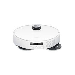 Xiaomi robotski sesalnik in pomivalec tal v beli barvi z LiDAR navigacijskim senzorjem na vrhu, stransko krtačo in dvojno vrtljivo krpo za mokro čiščenje