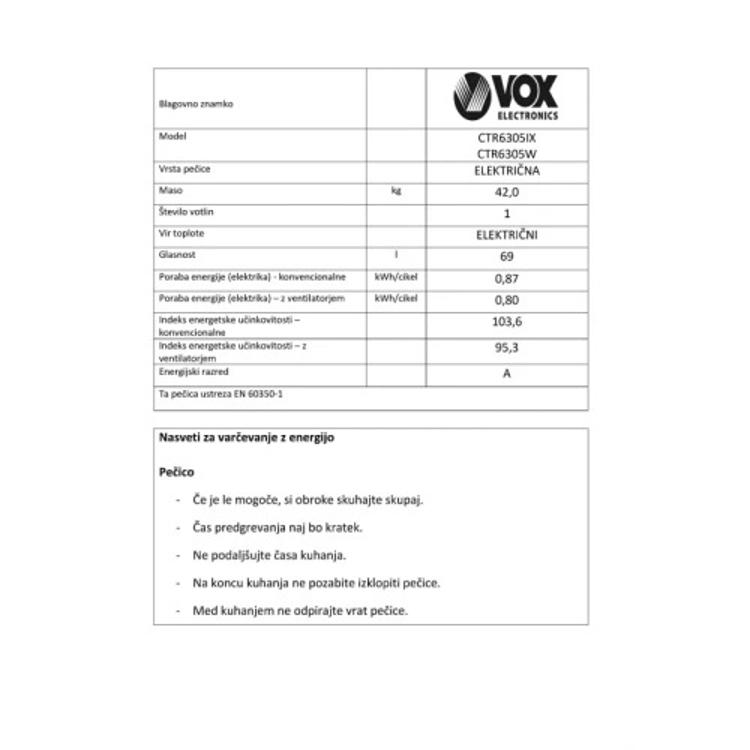 Steklokeramični štedilnik VOX CTR6305 IX, 4x steklokeramika