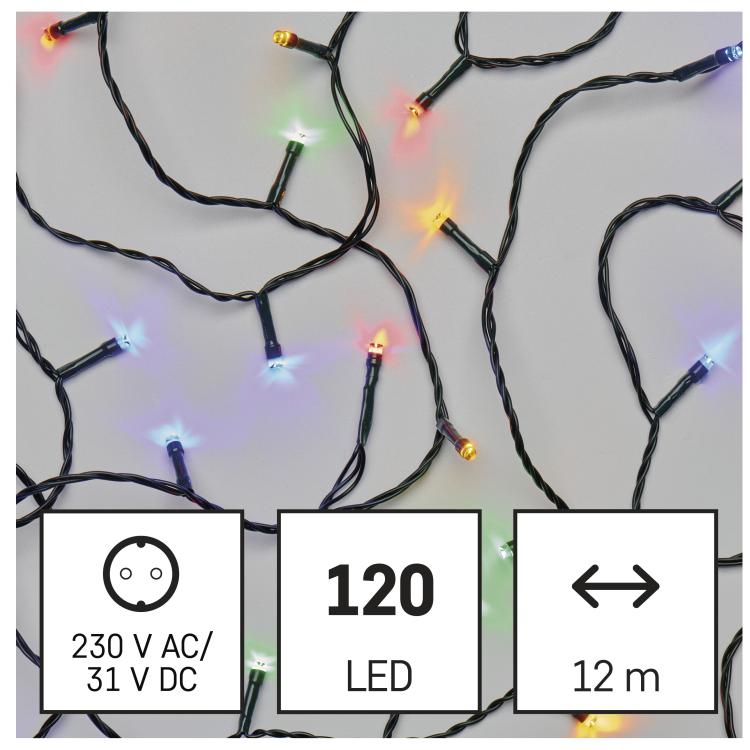 LED božična veriga, 12 m, zunanja in notranja, večbarvna, časovnik_2