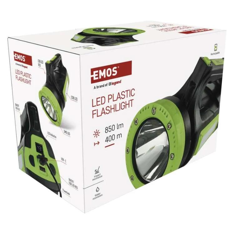 Polnilna LED delovna svetilka, 850 lm, zelena