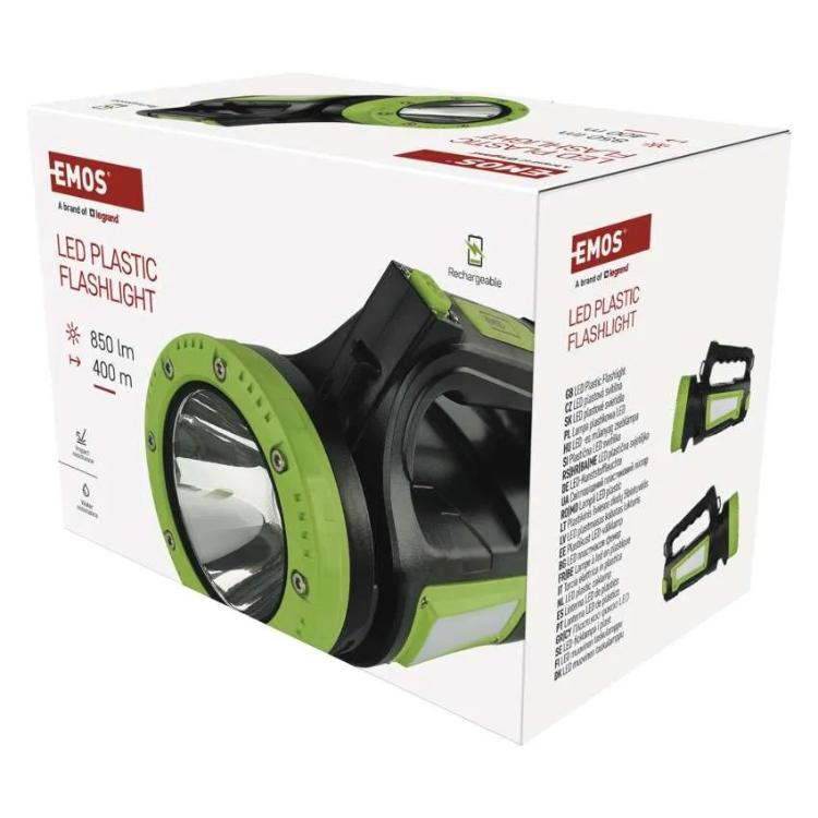 Polnilna LED delovna svetilka, 850 lm, zelena