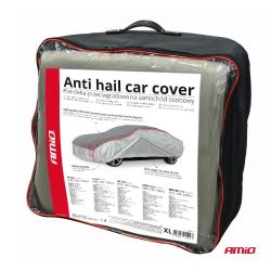 Embalaža zložene prevleke z ročajem in napisom "Anti hail car cover", prikazane velikosti in lastnosti.