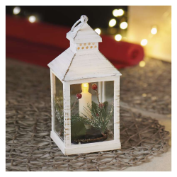 LED dekoracija božična laterna s svečko, 23 cm, 3x AAA, notranja, vintage