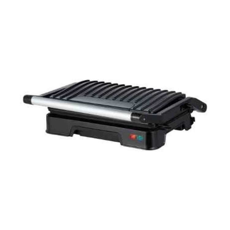 Kontaktni žar 850W SH-9103 zaprt, z rebrastim pokrovom, ročajem in svetlobnima indikatorjema.