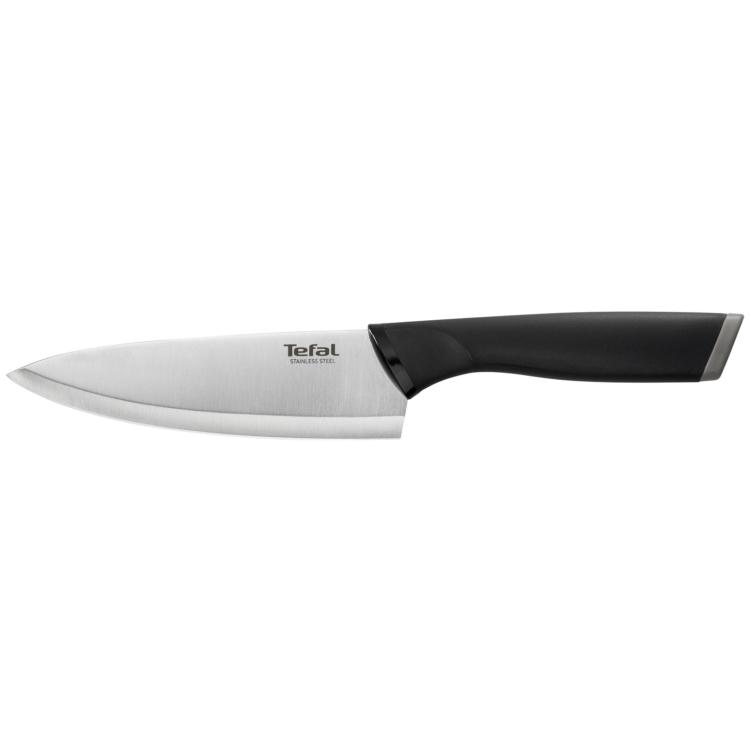Posamezni Tefal kuhinjski nož z napisom “Tefal Stainless Steel”, gladkim rezilom in protizdrsnim ročajem