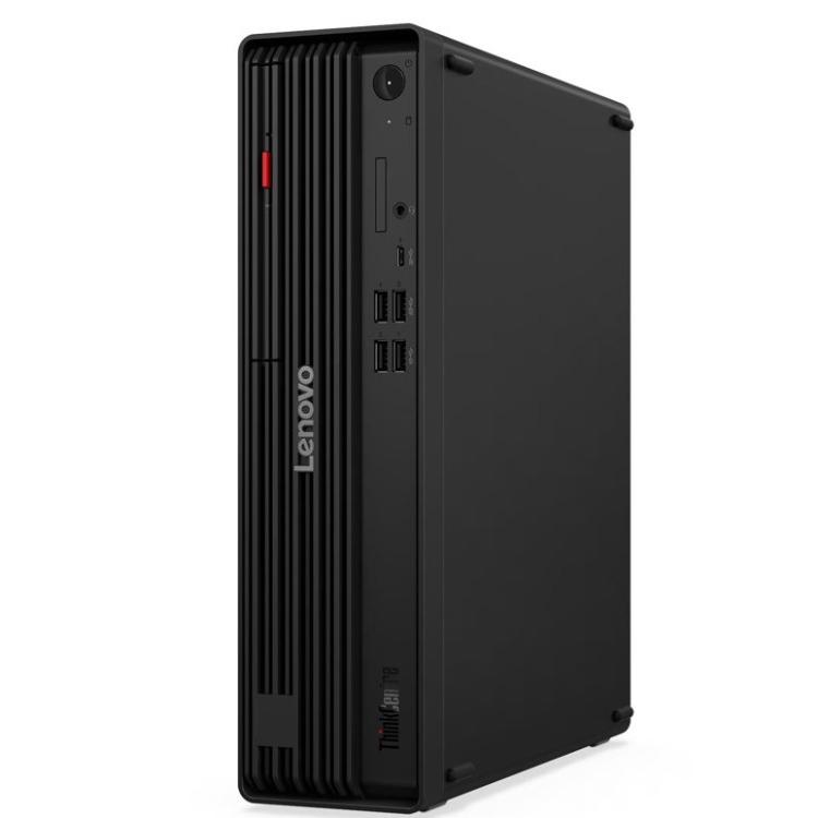 Lenovo ThinkCentre z USB-C, USB-A, avdio priključki ter optičnim pogonom na sprednji strani zagotavlja praktično povezljivost in enostaven dostop do najpogosteje uporabljenih funkcij.