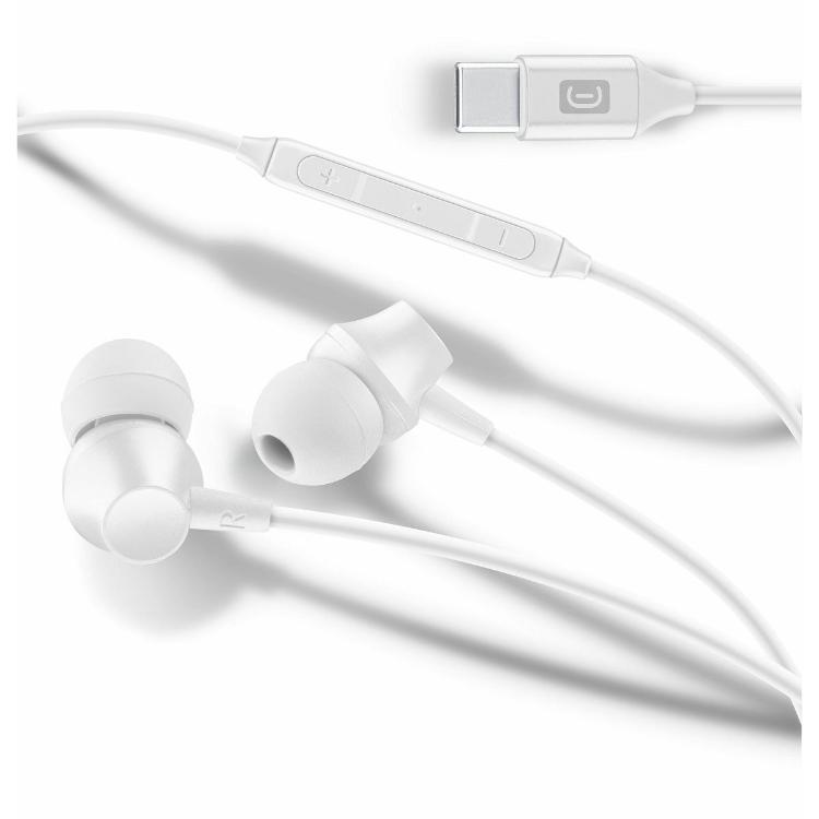 Žične ušesne slušalke CellularLine Sparrow, Type - C, bele