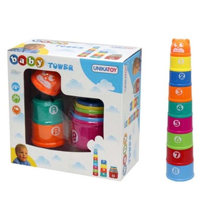 Igrača piramida posodice Baby Unikatoys, 9 kos
