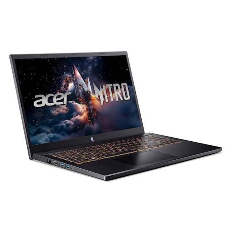 Acer Nitro V 15 ANV15-52-75HZ Core 7 240H/16GB/SSD 1TB/15,6'' FHD IPS 165Hz/RTX 5050/NoOS, odprt prenosnik pod kotom z vidno osvetljeno tipkovnico in zaslonom Nitro.