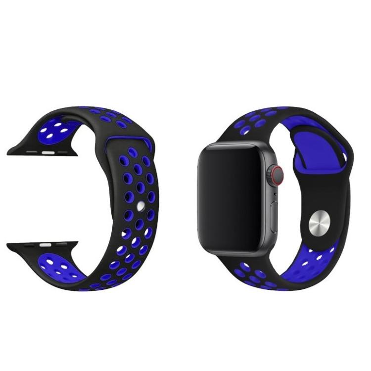Silikonski pašček Sport za Apple Watch, 38/40/41 mm, črno-moder_1