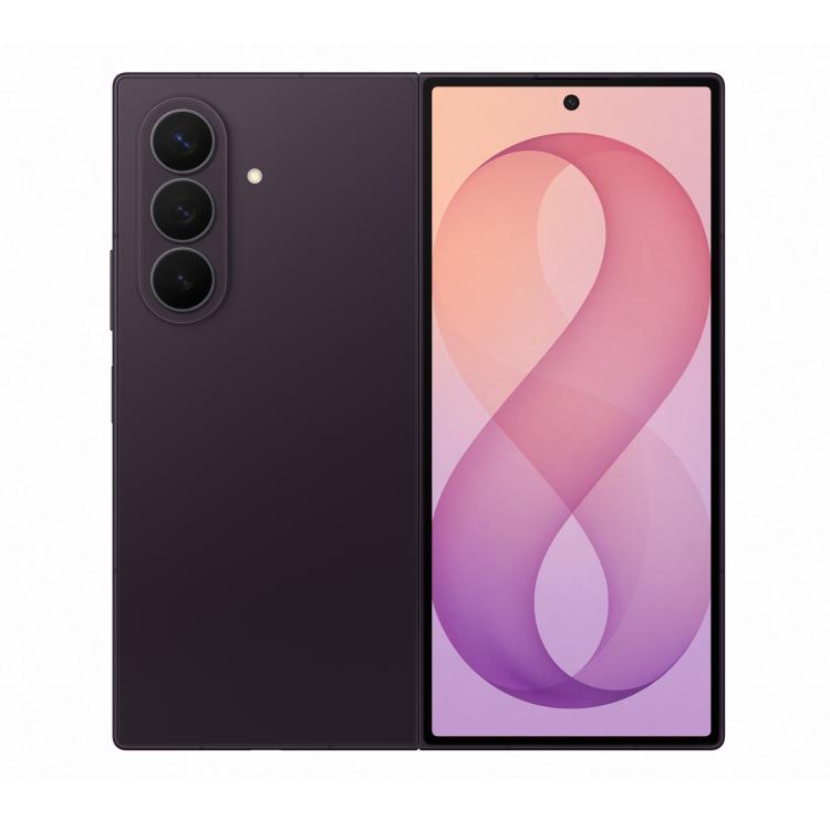 Copilot said: Samsung Galaxy Z Fold8 Ultra 256GB Violet – odprt prepogljiv telefon v vijolični barvi z velikim notranjim zaslonom in trojno kamero.