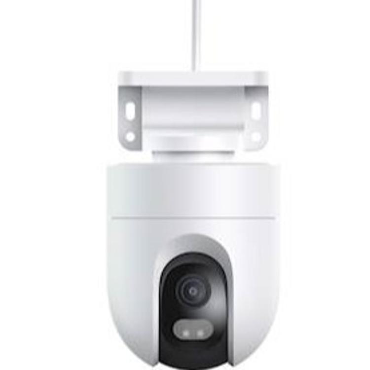Sprednji pogled na zunanjo pametno kamero Xiaomi CW400 z objektivom, LED osvetlitvijo in vrtljivo PTZ zasnovo.
