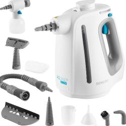 Parni čistilnik Sencor z različnimi nastavki in dodatki, komplet.