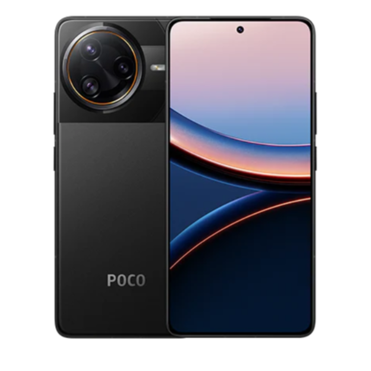 POCO F7 ULTRA pametni telefon črn z velikim krožnim modulom kamer, trojno kamero in zaslonom po celotni površini