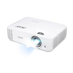 Acer bel projektor, pogled pod kotom, velik objektiv, zgornja kontrolna plošča in izrazite stranske reže.