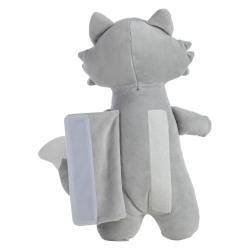 Mehka otroška blazinica lisica FreeOn v sivi barvi, pogled od zadaj z zapenjalnim trakom