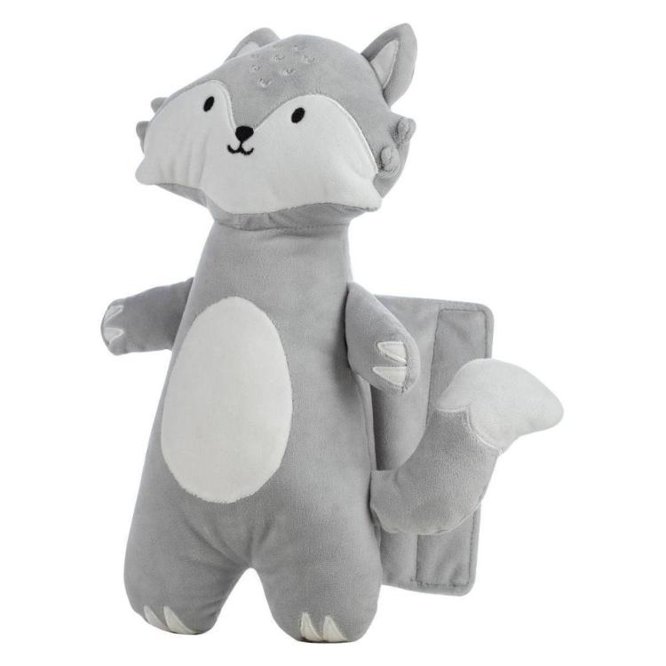 Mehka otroška blazinica lisica FreeOn v sivi barvi z belim trebuhom