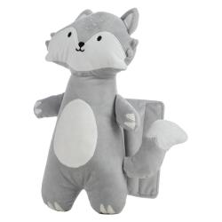 Mehka otroška blazinica lisica FreeOn v sivi barvi z belim trebuhom