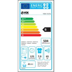 Kondenzacijski sušilni stroj VOX TDM-715TQ, B, 7 kg, 15 programov, bel