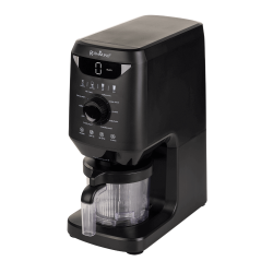 Aparat za pripravo sladoleda Rosmarino v črni barvi z digitalnim zaslonom in vrtljivim gumbom.