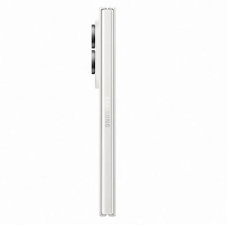 Zložljiv pametni telefon Galaxy Fold v kremni barvi združuje velik raztegljiv zaslon, elegantno zasnovo in izjemno mobilno produktivnost.