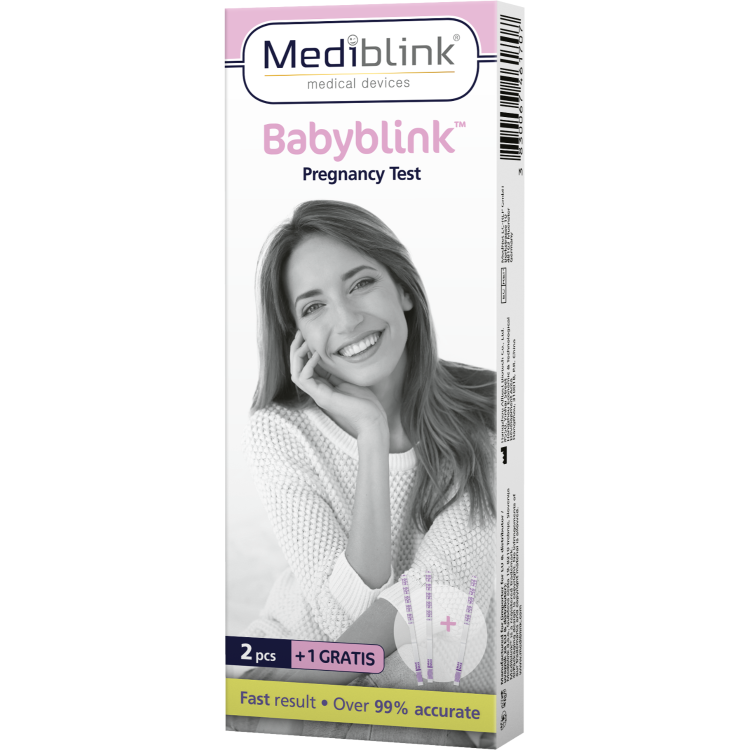 Mediblink test nosečnosti Babyblink lističi 3x M155 2+1 GRATIS