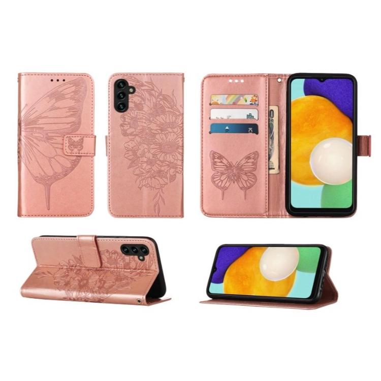 Preklopna torbica (WLGO-Butterfly), Samsung Galaxy A13 5G/A04s, roza-zlata