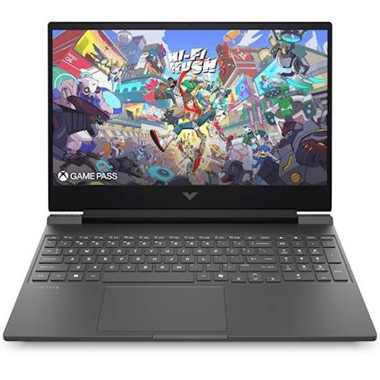 HP Victus gaming prenosnik z odprtim zaslonom, na katerem je prikazana igralna vsebina.