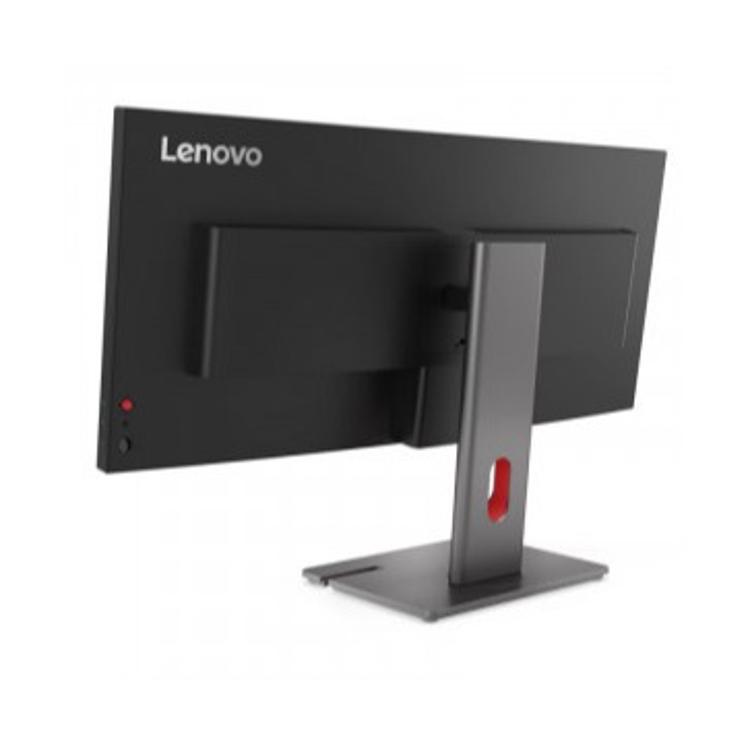 Lenovo ThinkVision P34WD-40 – zadnji pogled na 34-palčni ultraširoki monitor z ergonomskim stojalom in VESA nosilcem.
