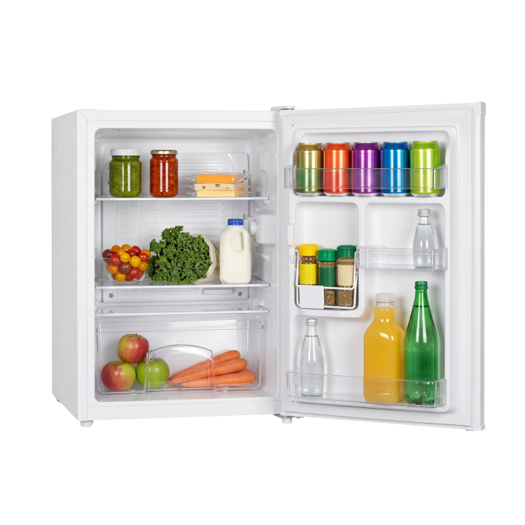 Odprt podpultni hladilnik z razporejenimi živili