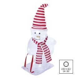Božični snežak s kapo in šalom LED, 46 cm, zunanji in notranji, hladna bela