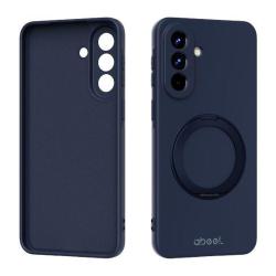 Temno moder silikonski ovitek za Samsung Galaxy A57 5G z vgrajenim vrtljivim obročem za boljši oprijem in podporo ter natančnim izrezom za kamero nudi zaščito in udobno uporabo.