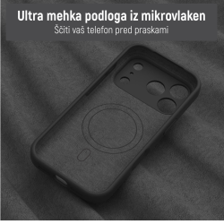 Notranjost mint ovitka N‑Soft Magnetic z mehko podlogo iz mikrovlaken za zaščito telefona pred praskami.