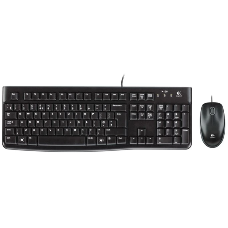 Tipkovnica Logitech MK120 USB + miška, črna