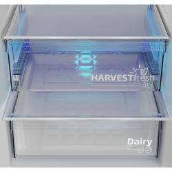 Predal HarvestFresh in predal Dairy v hladilniku Beko B3RCNA404HDXB1 za shranjevanje sadja, zelenjave, mlečnih izdelkov in občutljivih živil pri optimalnih pogojih