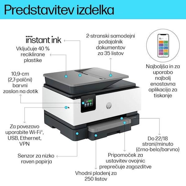 Večfunkcijska brizgalna naprava HP OfficeJet Pro 9120e, Instant ink