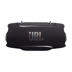 JBL Xtreme 5 črn prenosni zvočnik spredaj z velikim logotipom in tekstilno mrežo