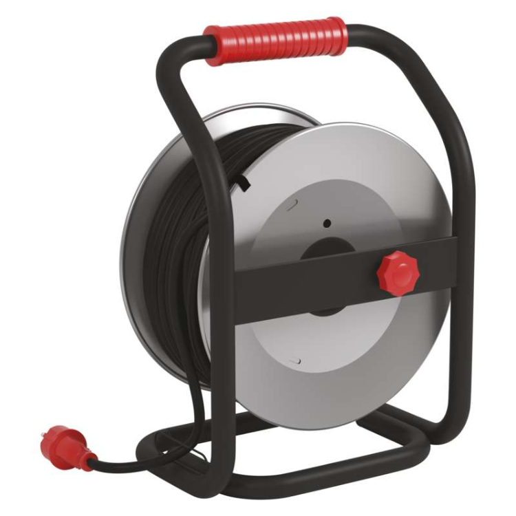 Zunanji kolutni podaljšek Emos 40 m / 4 vtičnice / črni / guma-neopren / 230V / 2,5 mm2