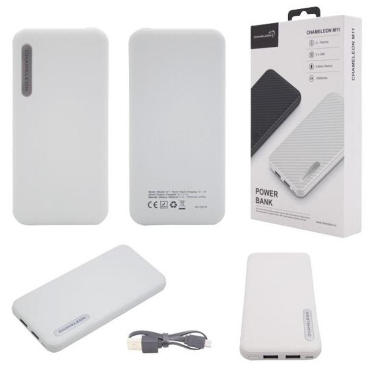 Prenosna zunanja baterija Chameleon M11, 10.000 mAh, Power Bank, bela_1