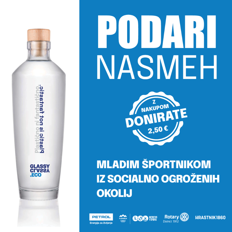 Steklenka “GlassyClassy – Plastično ni fantastično”, posebna izdaja “Podari nasmeh”