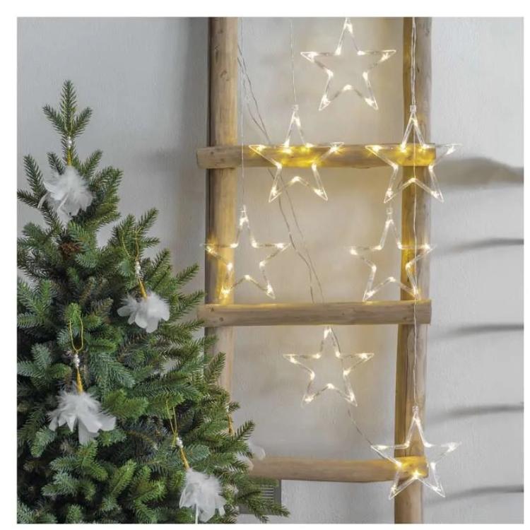 Božični zastor 7 zvezdic Emos, LED, 67x125 cm, notranji, topla bela