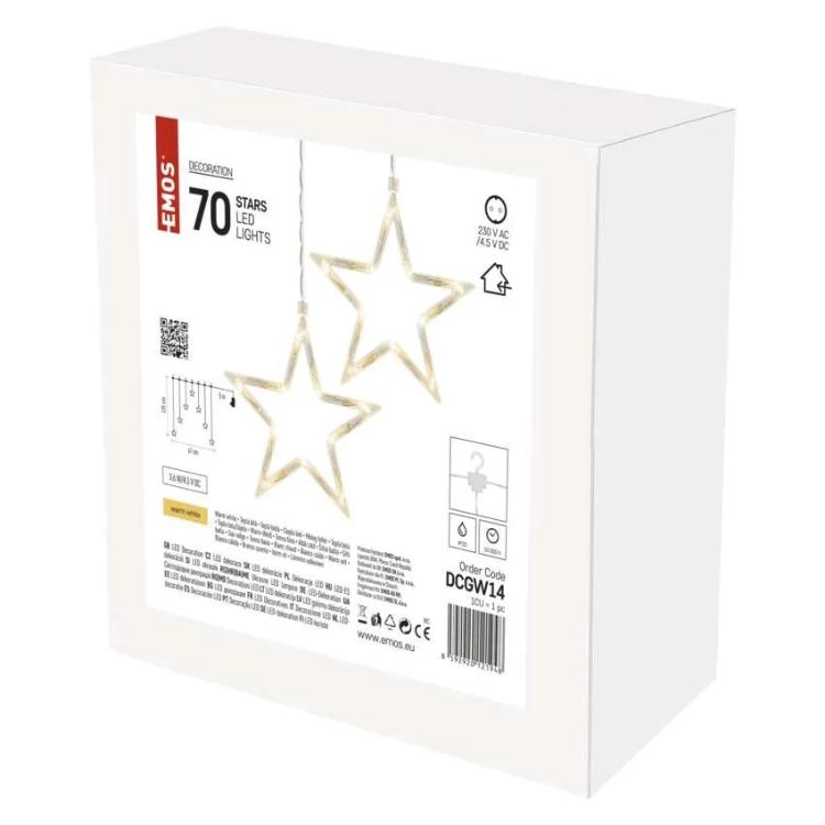 Božični zastor 7 zvezdic Emos, LED, 67x125 cm, notranji, topla bela
