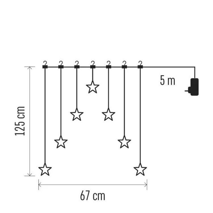 Božični zastor 7 zvezdic Emos, LED, 67x125 cm, notranji, topla bela