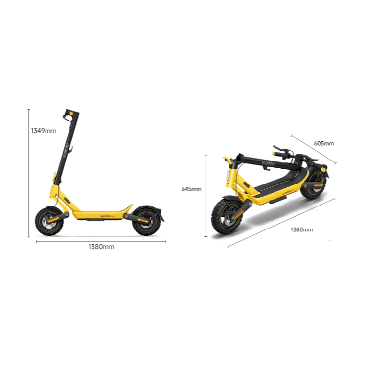 Xiaomi Electric Scooter 6 Ultra GL, mere, višina 1349 mm, dolžina 1380 mm, širina 605 mm, zložen 645 mm.
