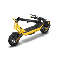 Xiaomi Electric Scooter 6 Ultra GL, zložen, rumeno/črn okvir, kompakten transportni dizajn.